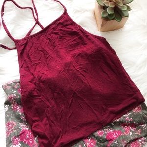 Brandy Melville Red Halter and Floral Shorts